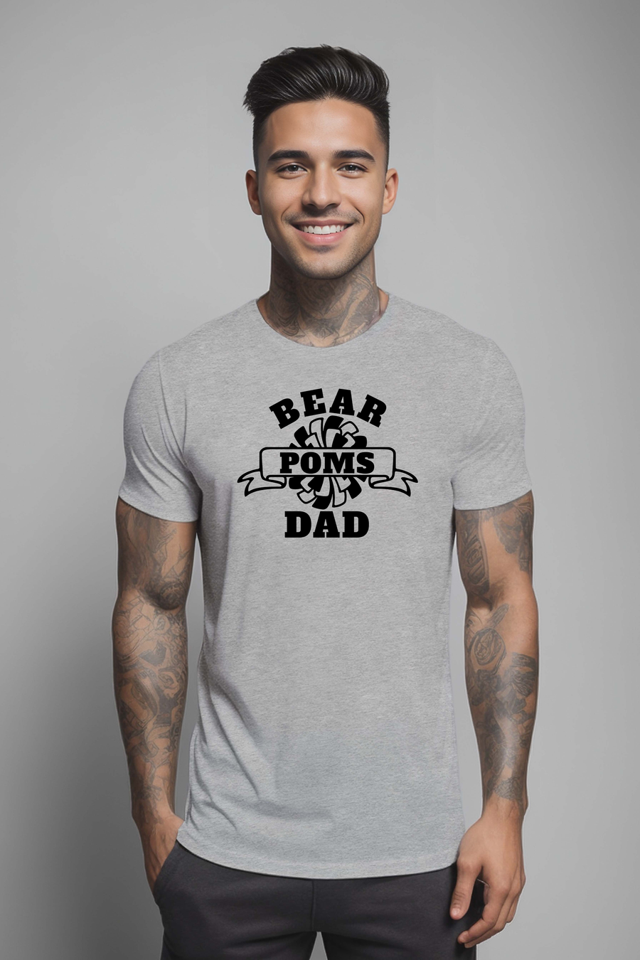 Bear POMS Dad -Athletic Heather Gray Unisex Shirt (LOUYAA)