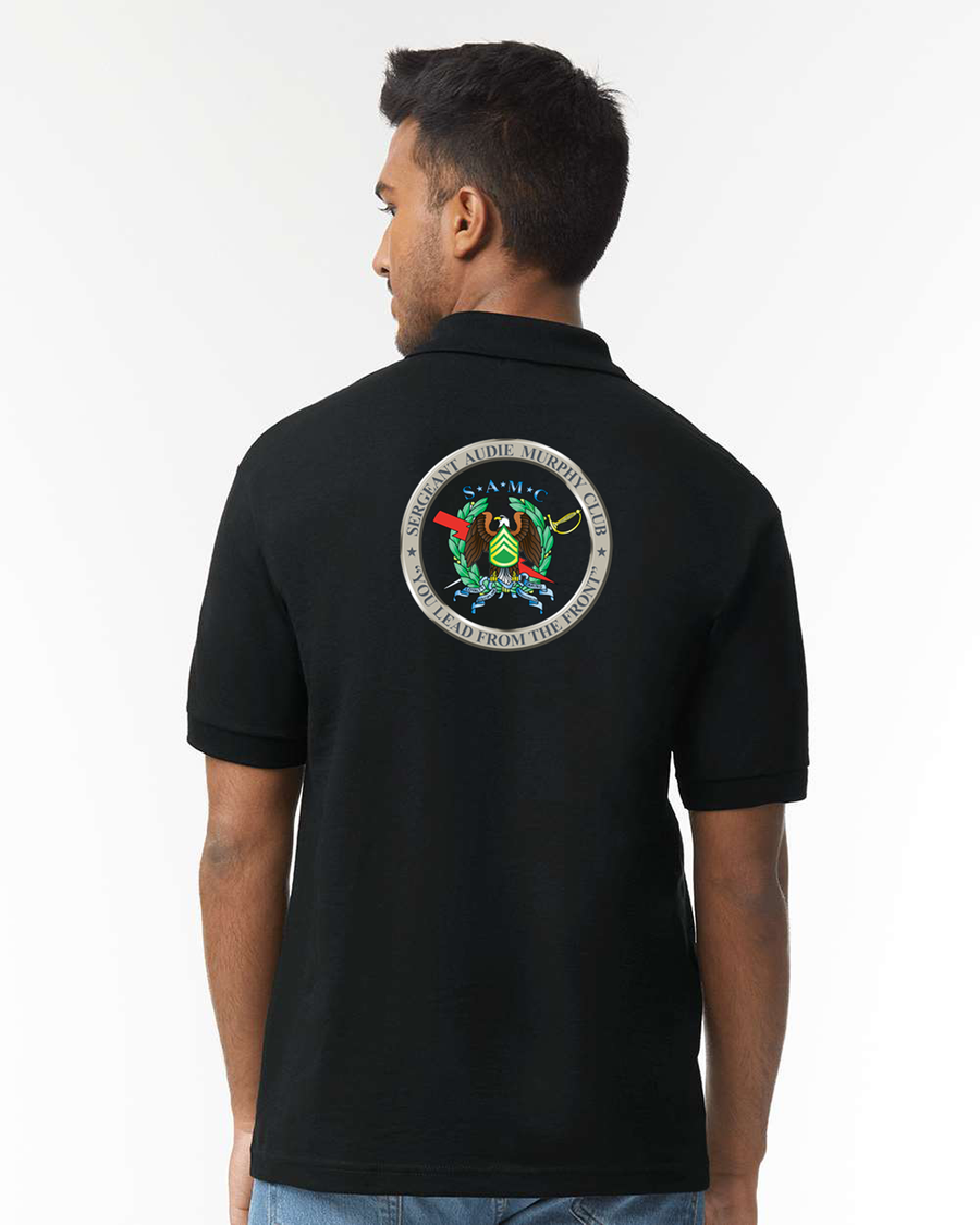 Audie Murphy Black Polo Shirt- Lead From the Front Design