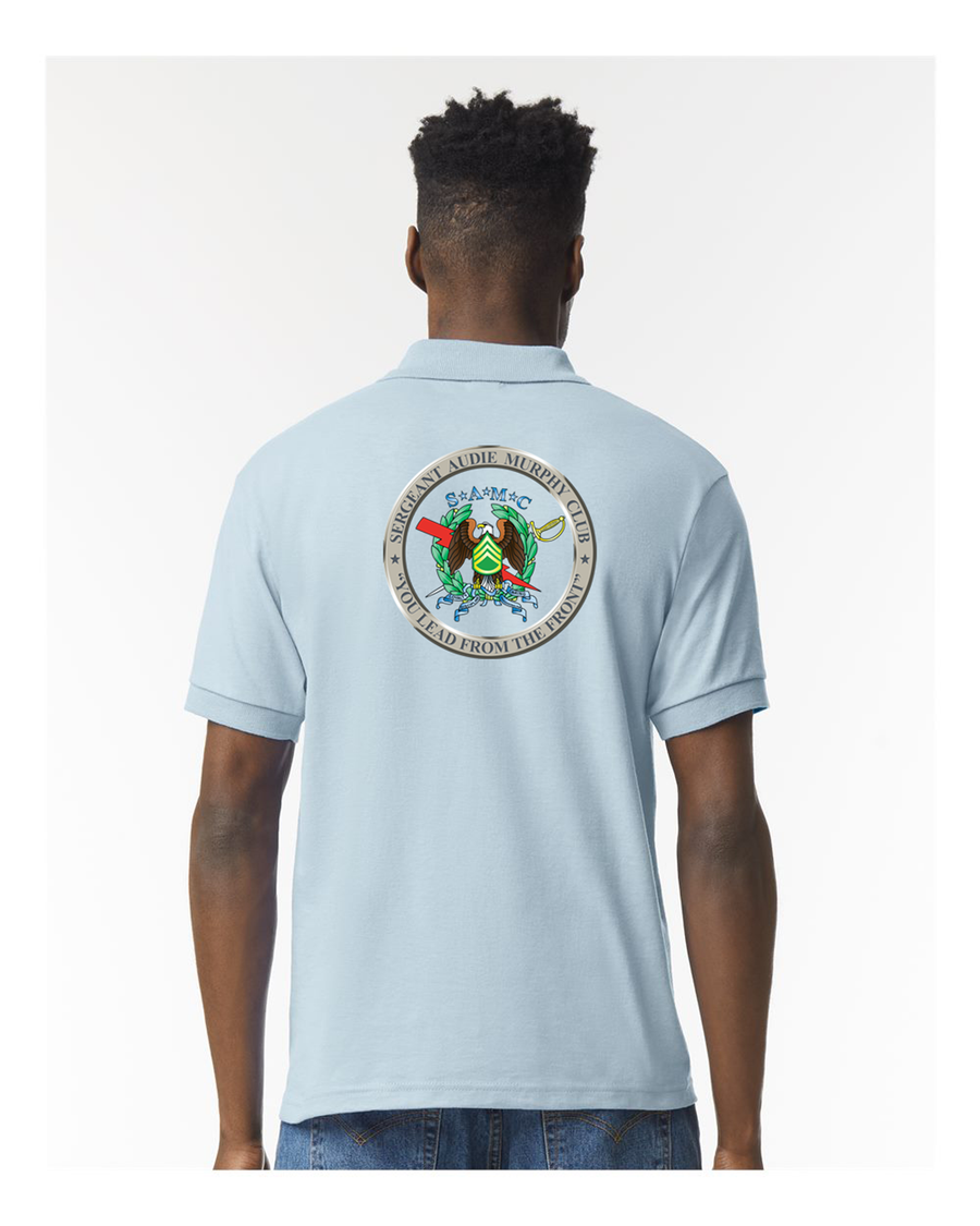 Audie Murphy Light Blue Polo Shirt- Lead From the Front Design