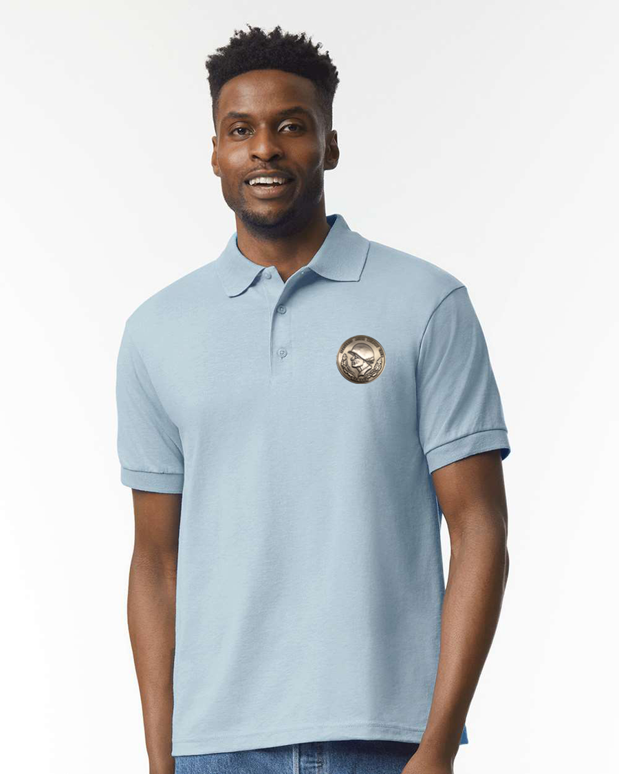 Audie Murphy Light Blue Polo Shirt- Lead From the Front Design