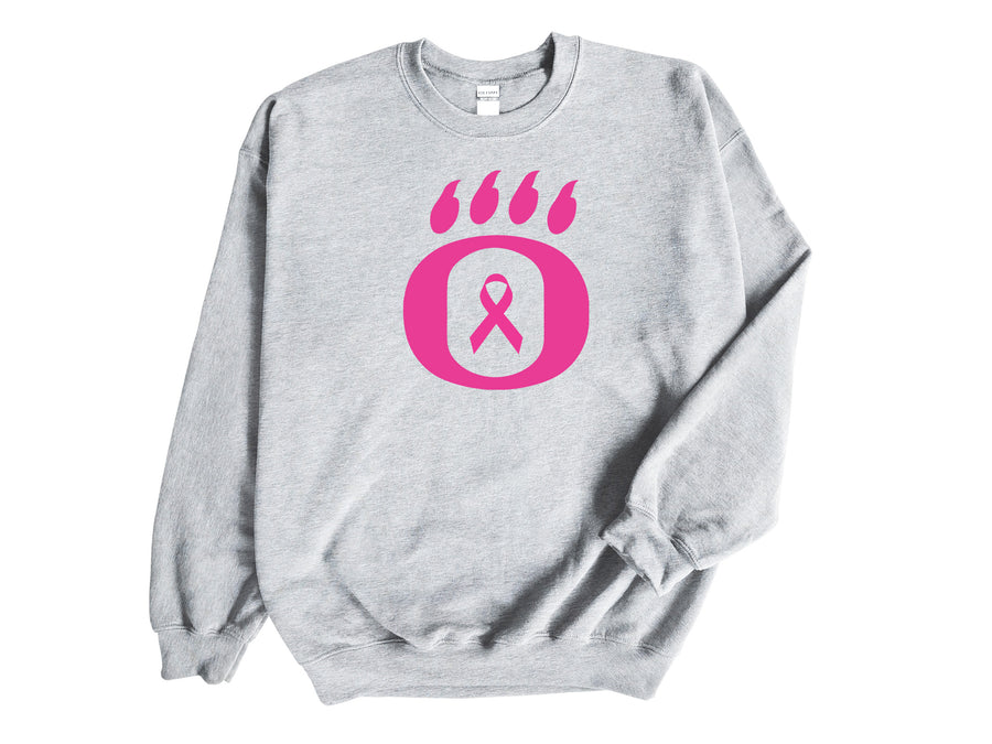 Dig Pink - OHS Volleyball- Breast Cancer Ribbon Design- Light Gray Sweatshirt(OHS)