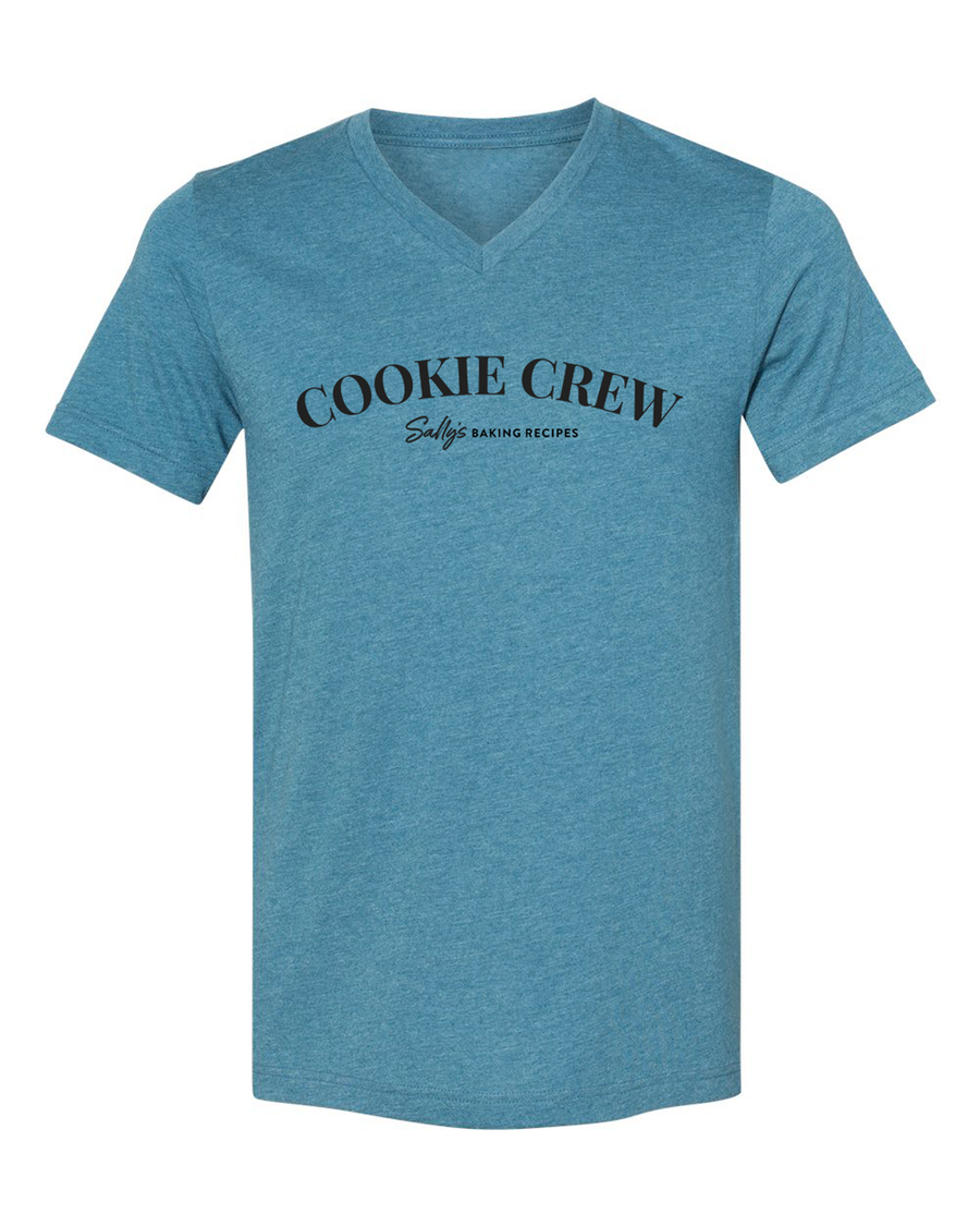 Cookie Crew -Sally's Baking Recipes-  Unisex V Neck Deep Heather Teal Shirt