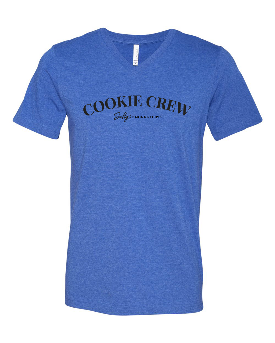 Cookie Crew -Sally's Baking Recipes-  Unisex V Neck Heather True Royal Shirt