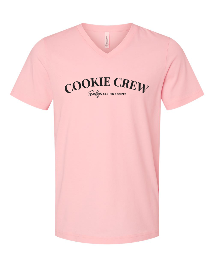 Cookie Crew -Sally's Baking Recipes-  Unisex V Neck Pink Shirt