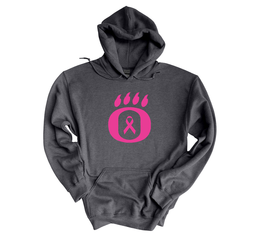Dig Pink - OHS Volleyball- Breast Cancer Ribbon Design- Dark Gray Hoodie (OHS)