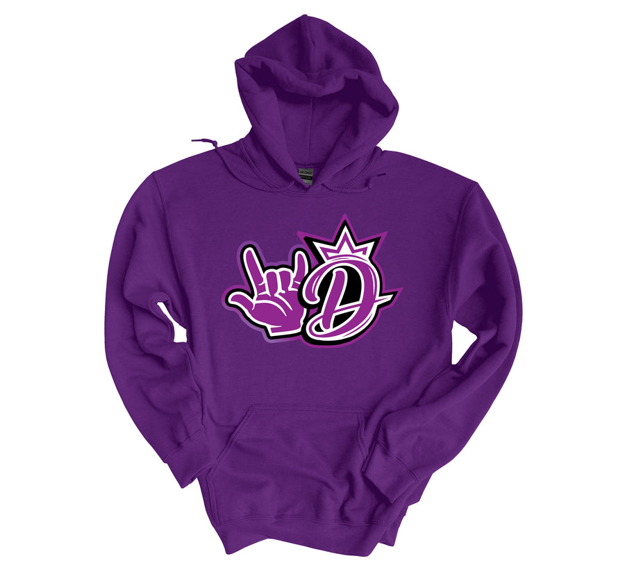 Divine Cheer- Purple, ASL D Logo Hoodie