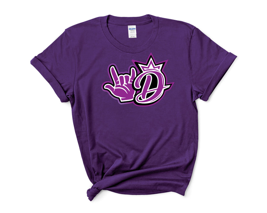 Divine Cheer- Purple, ASL D Logo Shirt