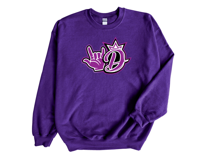 Divine Cheer- Purple, ASL D Logo Sweatshirt