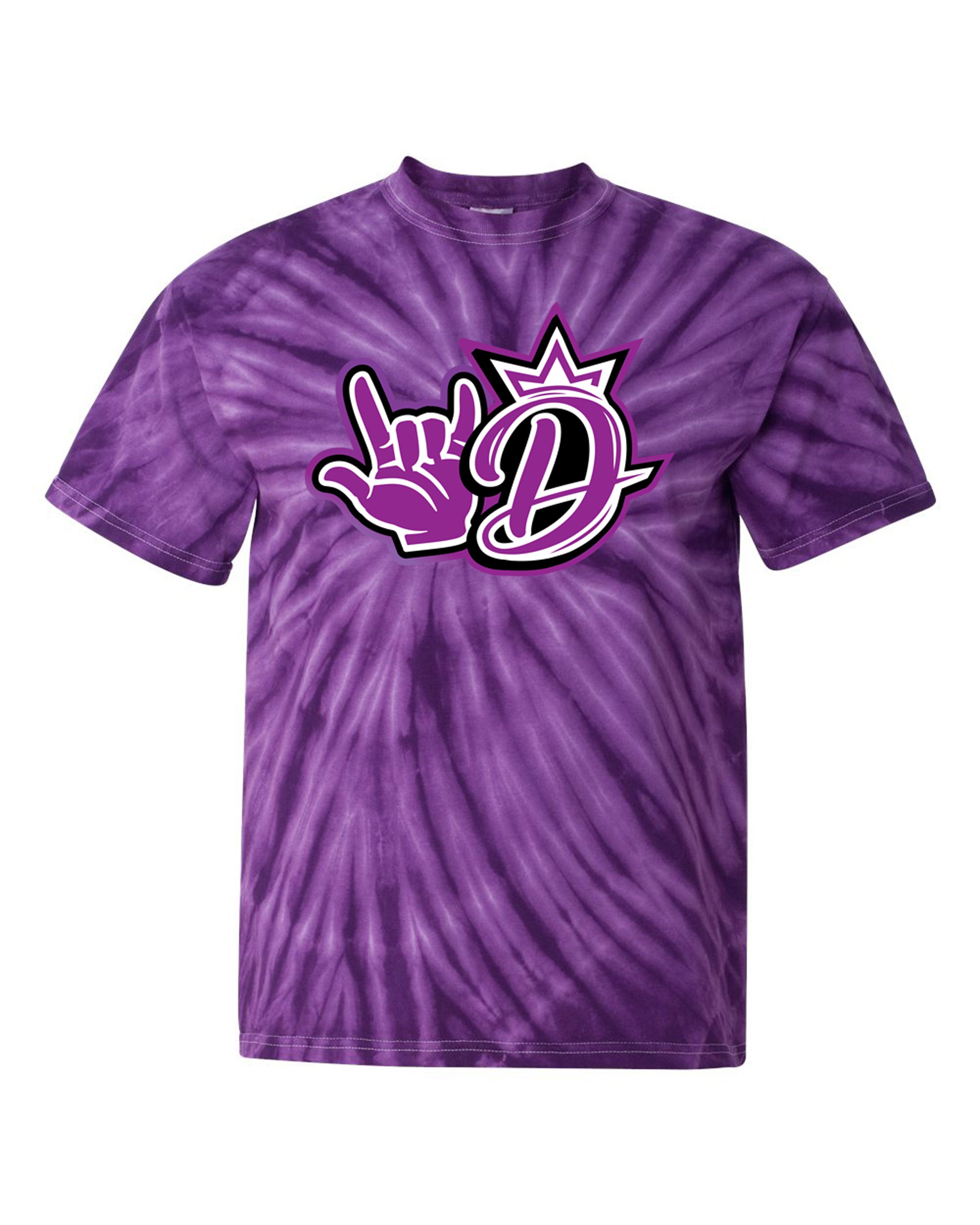 Divine Cheer- ASL D logo Dark Purple Tie Dye Shirt – Bella Bean Studios
