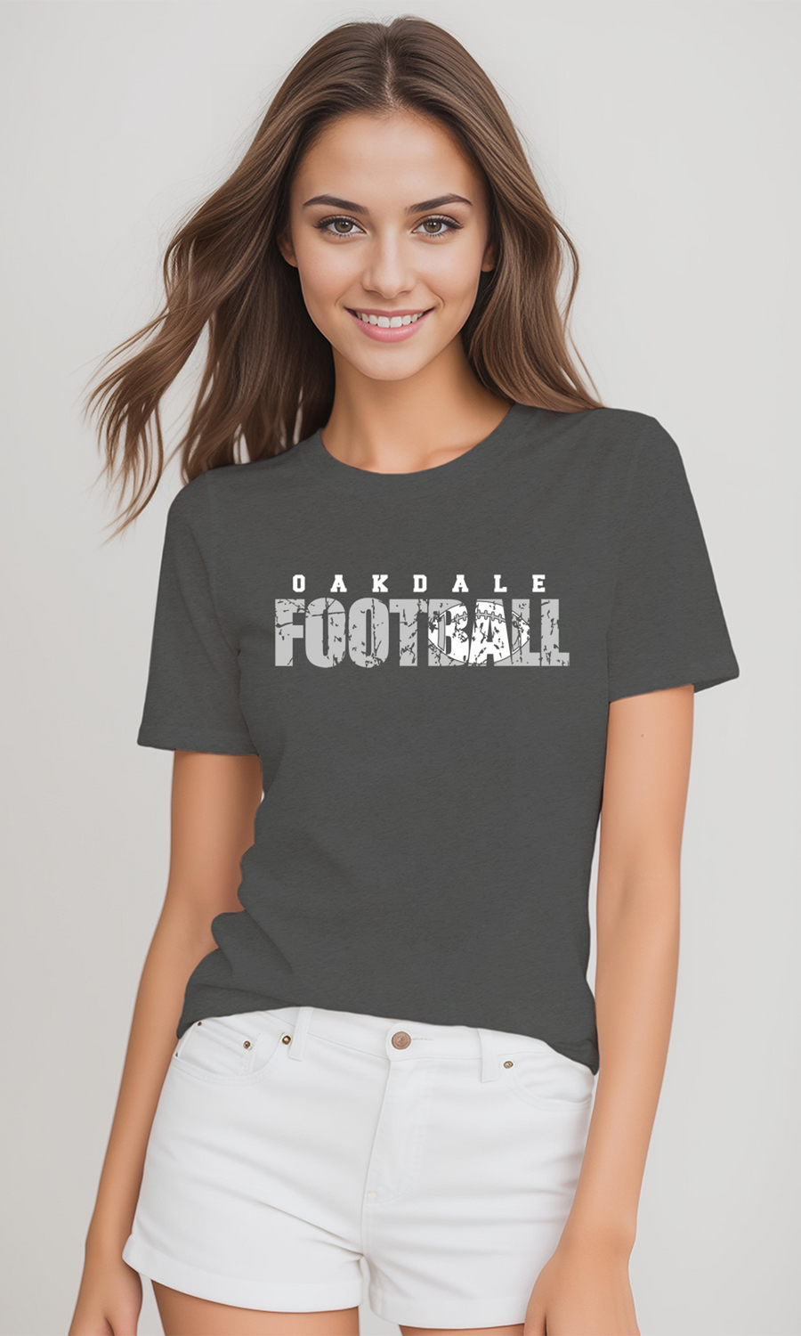 Oakdale Football- Distressed Design- Asphalt Unisex Shirt (OMS)