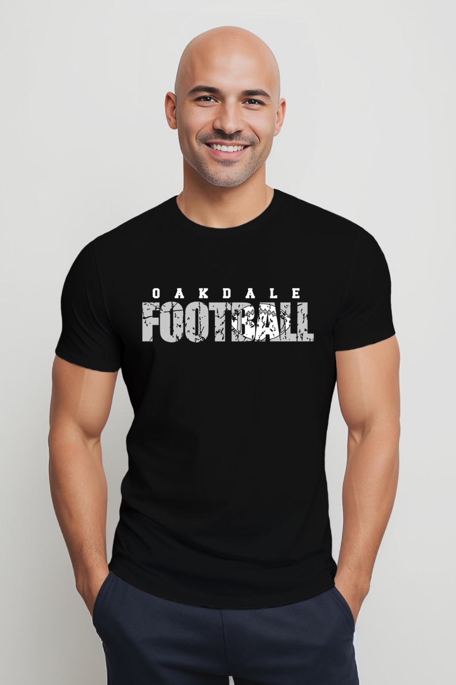 Oakdale Football- Distressed Design- Black Shirt (OMS)