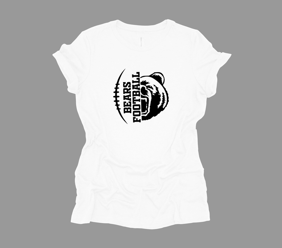 Oakdale Football- Half Bear Head Design- White Shirt (OHS)