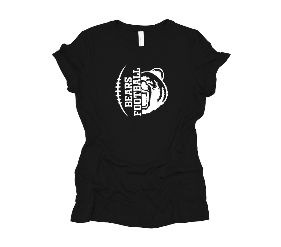 Oakdale Football- Half Bear Head Design- Black Shirt (OHS)