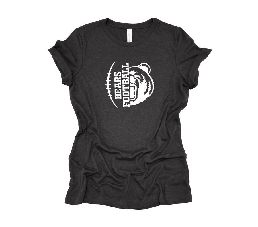 Oakdale Football- Half Bear Head Design- Dark Gray Shirt (OHS)