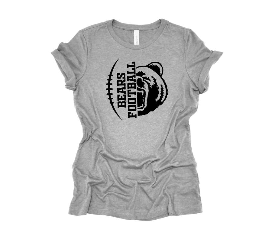 Oakdale Football- Half Bear Head Design- Light Gray Shirt (OHS)