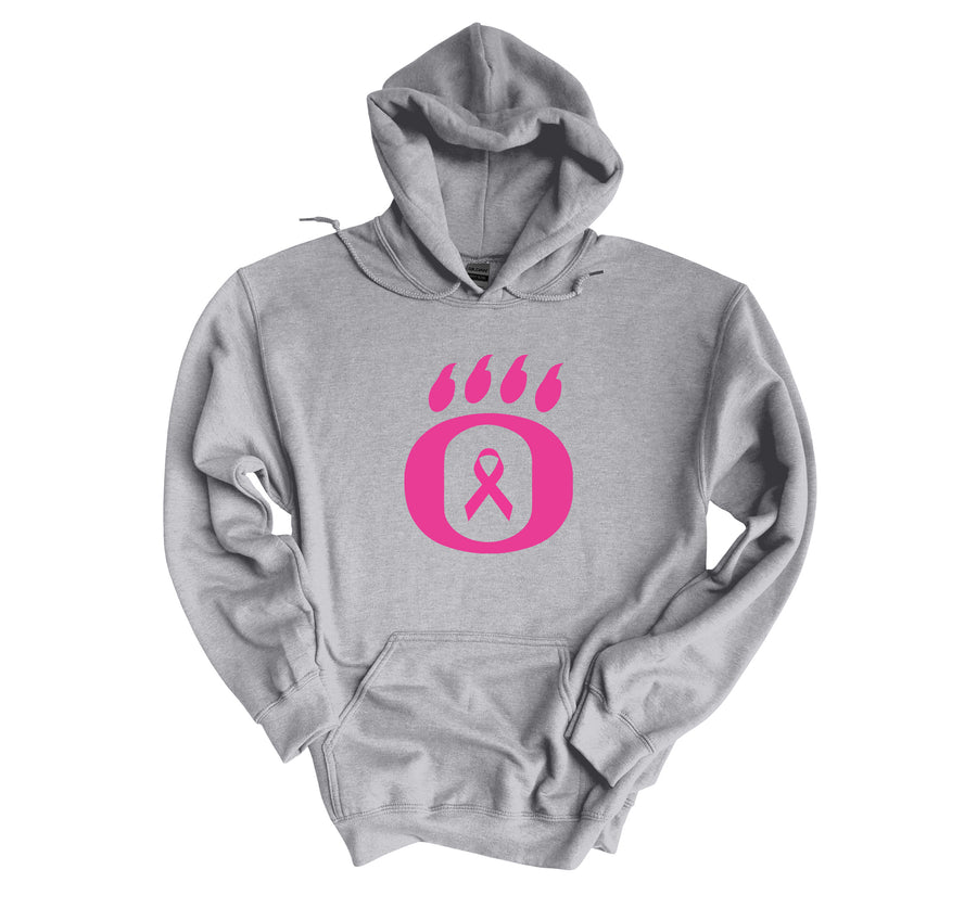 Dig Pink - OHS Volleyball- Breast Cancer Ribbon Design- Light Gray Hoodie (OHS)