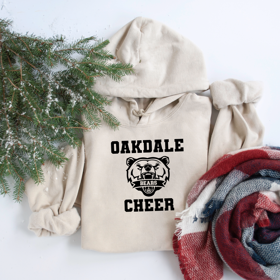 Oakdale Bears Cheer- Bear Head Design Hoodie  (OHS)