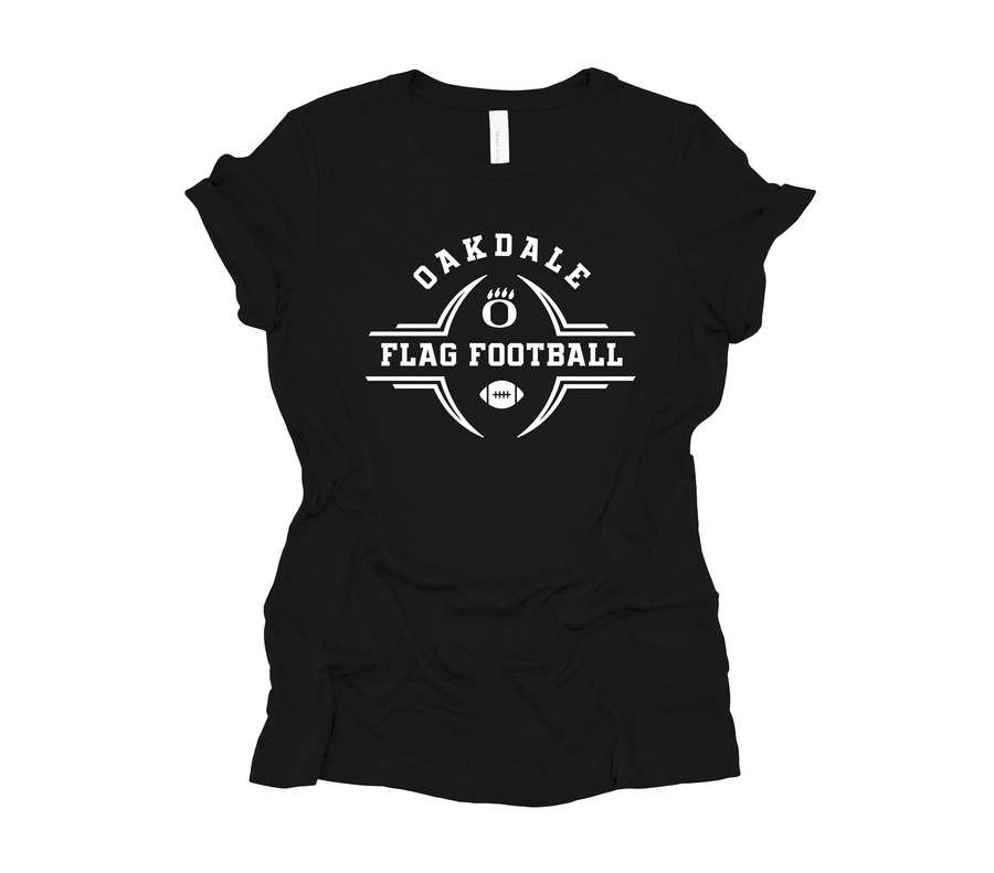 Oakdale Flag Football- Football Crest Design- Black Shirt (OMS)