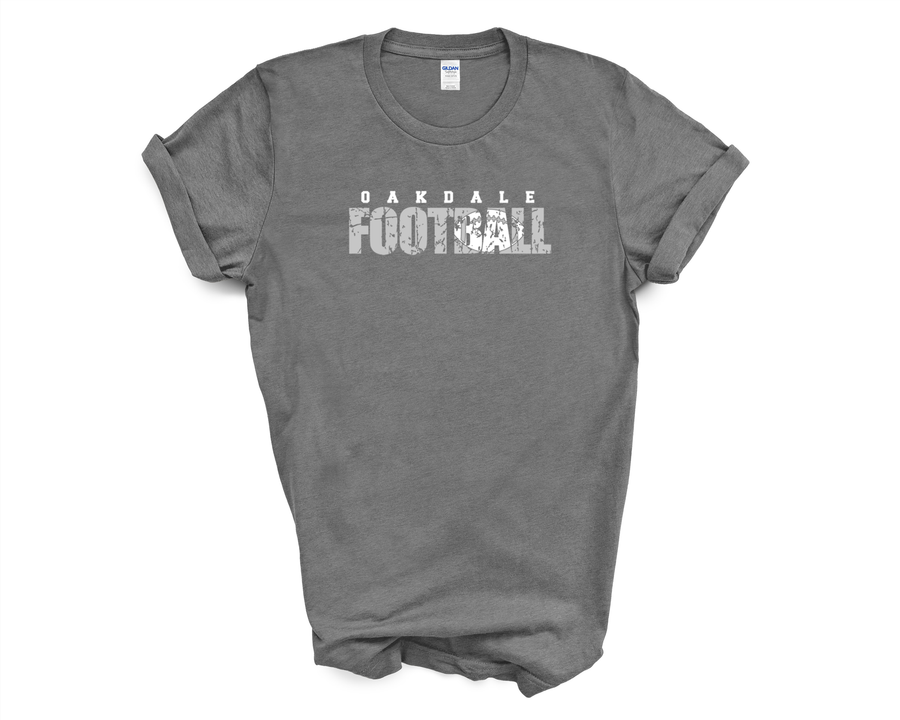 Oakdale Football- Grunge Football Design- Granite Gray Shirt (OMS)